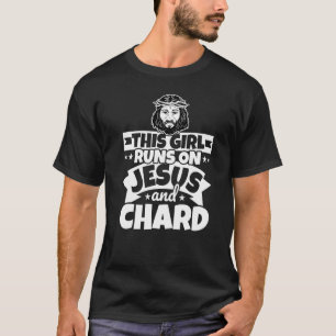 Mädchen läuft auf Jesus und Chard T-Shirt