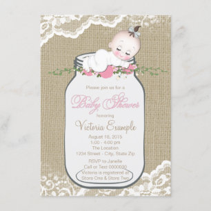 Mädchen-Leinwand-Weckglas-Babyparty Einladung