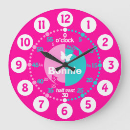 Mädchen lernen Zeitrosa-Uhr Große Wanduhr