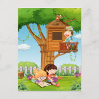 Mädchen lesen Bücher im Garten