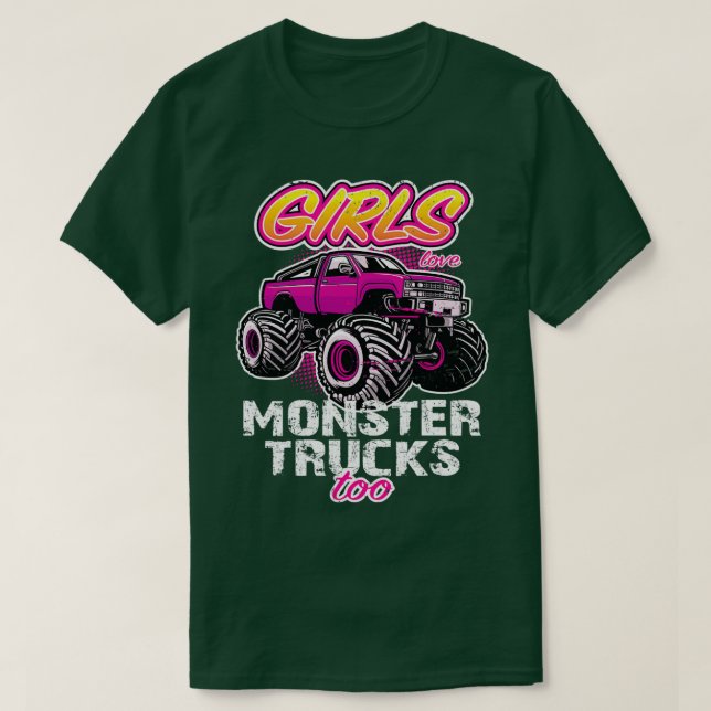 Mädchen Liebe Monster LKW zu Retro Not leidendes B T-Shirt (Design vorne)