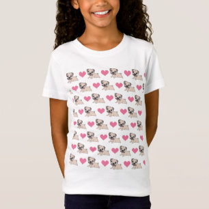 Mädchen-Liebe-Mops-T - Shirt