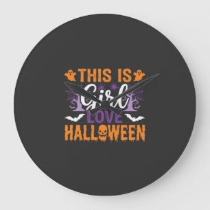 Mädchen Lieben Halloween-Geister-Design_1 Große Wanduhr