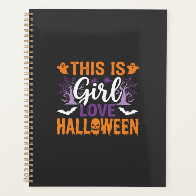 Mädchen Lieben Halloween-Geister-Design_1 Planer (Vorderseite)