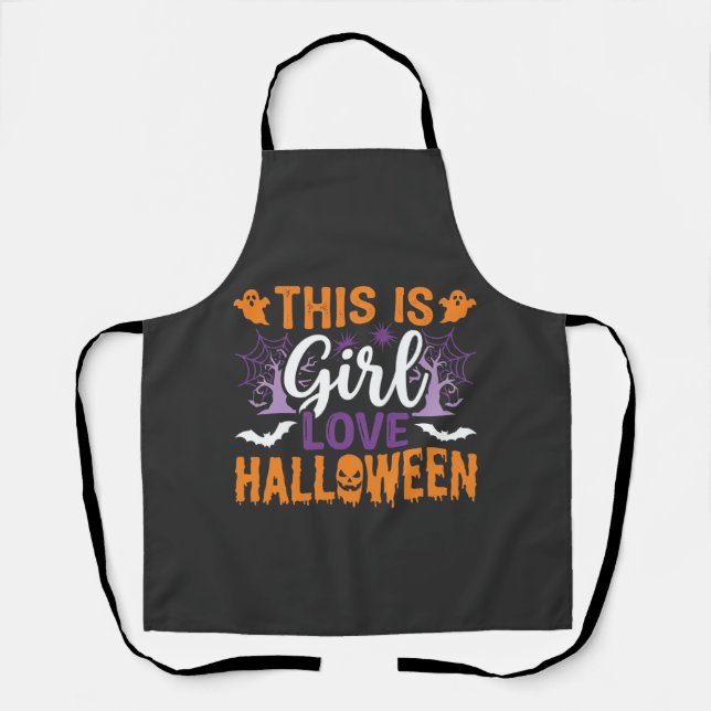 Mädchen Lieben Halloween-Geister-Design_1 Schürze (Vorderseite)