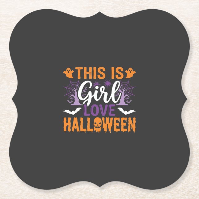 Mädchen Lieben Halloween-Geister-Design_1 Untersetzer (Vorderseite)