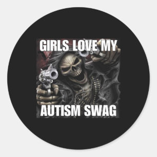Mädchen lieben meinen Autismus-Swag Funny Cringe H Runder Aufkleber