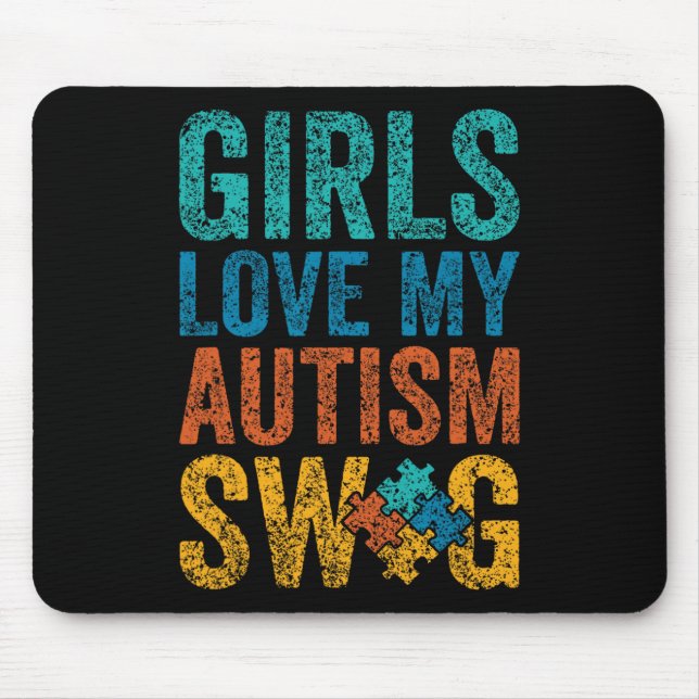 Mädchen lieben meinen Autismus-Swag-Support Autist Mousepad (Vorne)