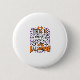Mädchen Liebt Halloween Vintage Süße Gruselige Shi Button