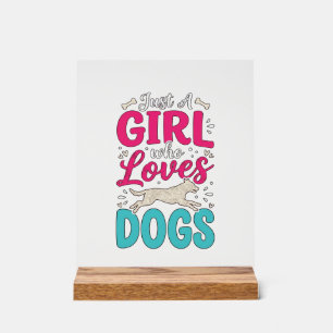 Mädchen liebt Hunde Vintage-Stich-Typografie-Desig Acrylschild