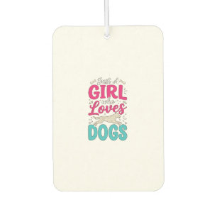 Mädchen liebt Hunde Vintage-Stich-Typografie-Desig Autolufterfrischer