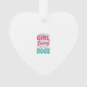 Mädchen liebt Hunde Vintage-Stich-Typografie-Desig Ornament