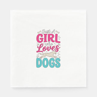 Mädchen liebt Hunde Vintage-Stich-Typografie-Desig Serviette