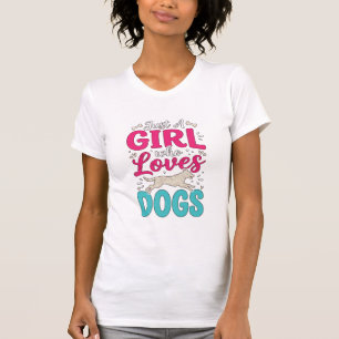 Mädchen liebt Hunde Vintage-Stich-Typografie-Desig T-Shirt