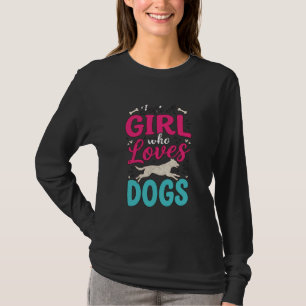 Mädchen liebt Hunde Vintage-Stich-Typografie-Desig T-Shirt