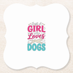 Mädchen liebt Hunde Vintage-Stich-Typografie-Desig Untersetzer