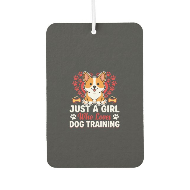 Mädchen liebt Hundetraining Corgi Autolufterfrischer (Vorderseite)
