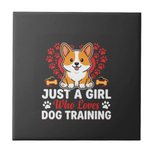Mädchen liebt Hundetraining Corgi Fliese