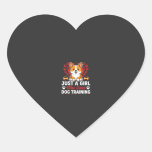 Mädchen liebt Hundetraining Corgi Herz-Aufkleber