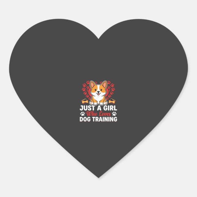 Mädchen liebt Hundetraining Corgi Herz-Aufkleber (Vorderseite)