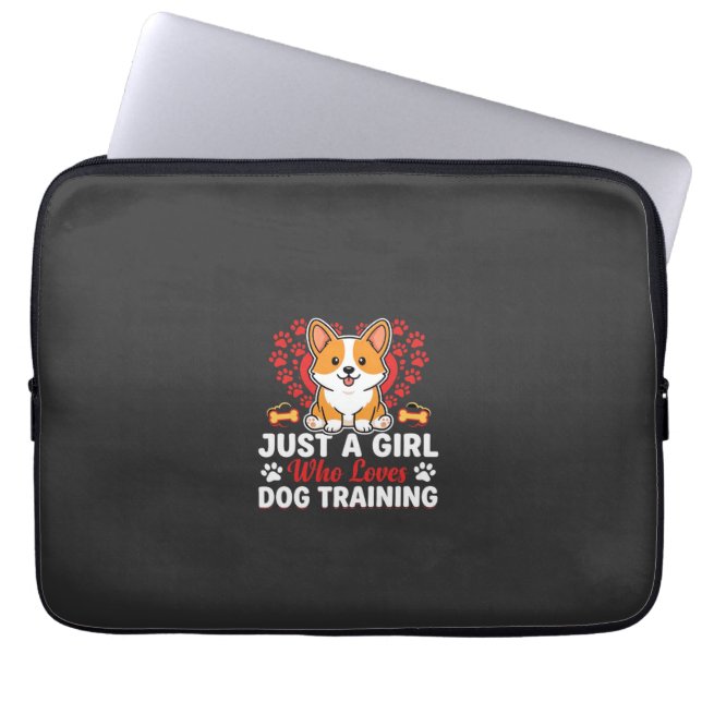 Mädchen liebt Hundetraining Corgi Laptopschutzhülle (Vorderseite)