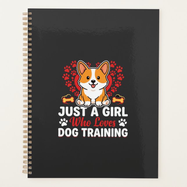 Mädchen liebt Hundetraining Corgi Planer (Vorderseite)