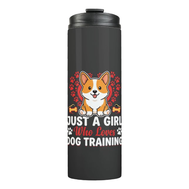 Mädchen liebt Hundetraining Corgi Thermosbecher (Vorderseite)