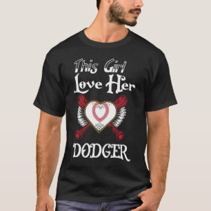Mädchen liebt ihr Dodger Baseball Sport süßes T-Sh T-Shirt