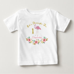 Mädchen Ließ Flamingle 1. Geburtstag Shirt