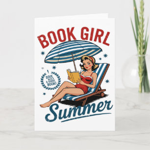 Mädchen liest Buch Sommer Lustiger Strandurlaub fü Karte
