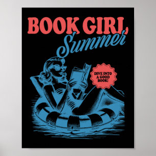 Mädchen liest Buch Sommer Lustiger Strandurlaub fü Poster
