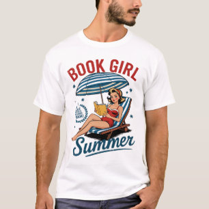 Mädchen liest Buch Sommer Lustiger Strandurlaub fü T-Shirt