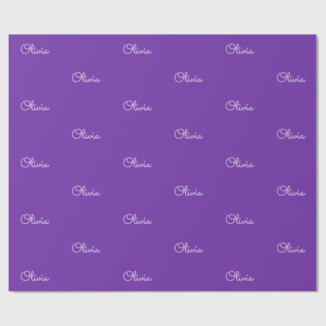 Mädchen Lila Benutzerdefinierter Name Geschenk Geschenkpapier (Flach)