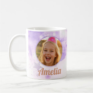 Mädchen Lila Blasen Foto Name Geburtstag Kaffeetasse