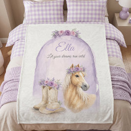 Mädchen Lila Blumen Pferd Fleecedecke