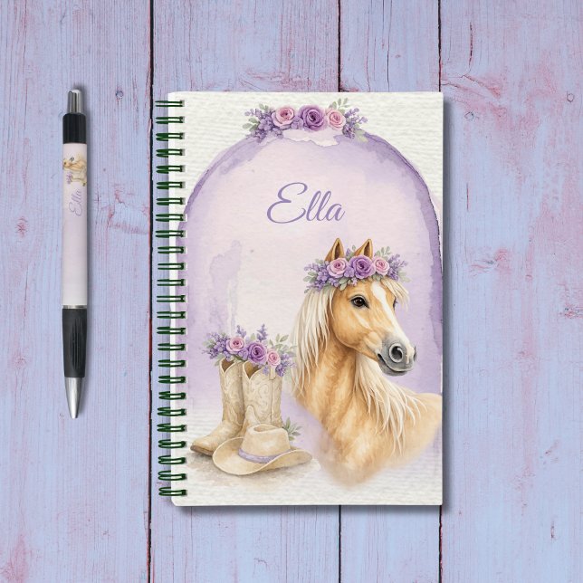 Mädchen Lila Blumen Pferd Notizbuch (Von Creator hochgeladen)