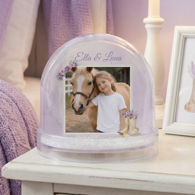Mädchen Lila Blumen Pferd Schneekugeln (Von Creator hochgeladen)