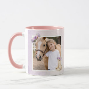 Mädchen Lila Blumen Pferd Tasse
