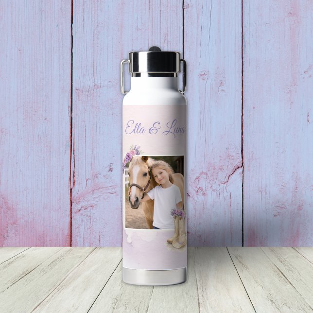 Mädchen Lila Blumen Pferd Trinkflasche (Von Creator hochgeladen)