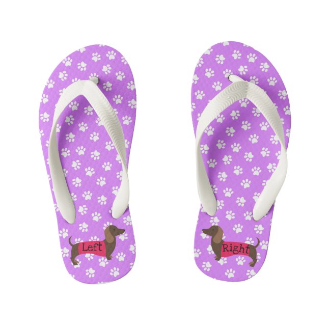 Mädchen Lila Dackel Flip Flops (Fußbett)