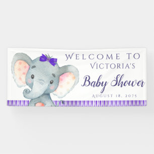 Mädchen Lila-Elefanten-Baby-Shower- Banner