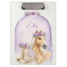 Mädchen Lila Florales Pferd
