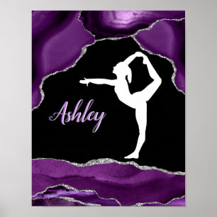 Mädchen Lila Glitter Turnen Tanz oder Cheerleader Poster