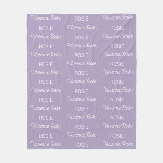 Mädchen Lila Personalisierter Schriftname Fleecedecke (Vorderseite)