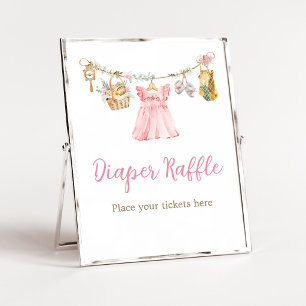 Mädchen lokal aufgezogenes Windel-Raffle-Schild Poster
