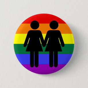 Mädchen + Mädchen-Regenbogen-Knopf Button