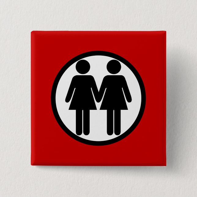 Mädchen + Mädchen-roter Knopf Button (Vorderseite)