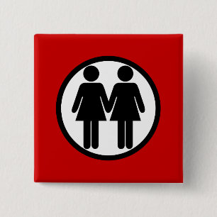 Mädchen + Mädchen-roter Knopf Button