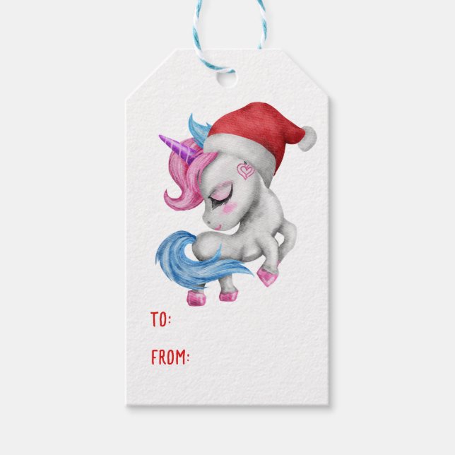 Mädchen Magical Unicorn Regenbogen Kinder Weihnach Geschenkanhänger (Vorderseite)