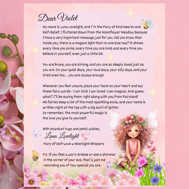 Mädchen Magischer Selbstblitz Fairy Keepake Letter (Personalized Self-Love Fairy Letter for Girls – Encouraging & Magical Gift)